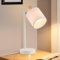 CBJKTX Tischlampe Holz Nachttischlampe Vintage - E14 Tischleuchte Weiß Stoff Nachttischleuchte mit Kabel Drehbar Retro Schreibtischlampe Rustikal Bettlampe für Wohnzimmer (ohne Leuchtmittel)