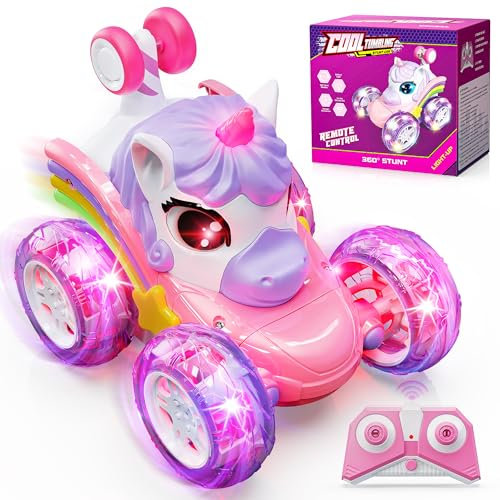 Jofuni Girl Remote Control Cars, Unicorn Gifts for Girls, RC Stunt Car with 360° Rotating Wheels, Unicorns Kids Toys, Toys for 3 4 5 6 Year Old Girls, 3-6 Year Old Girl Gifts