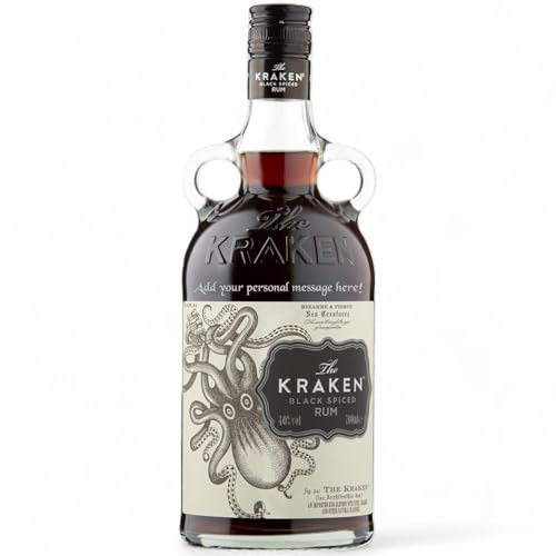 Personalised Kraken Black Spiced Rum Gift for all occasions, Customised Engraved Rum Bottle, Spiced Rum with Custom Engraving, Premium Alcohol Gift Ideas 70cl