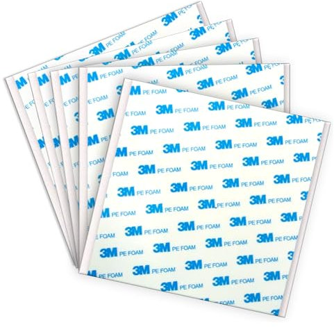 Dpm tapes – 1600T - Hoja adhesiva de doble cara para interior y exterior, impermeable, montaje de objetos, espuma PE, fijación de objetos, cuadros, aplicaciones permanentes (100 mm x 100 mm) (5