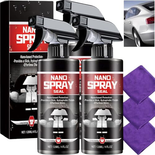 Nano, sigillante spray sintetico per auto, rivestimento in ceramica 3 in 1 e antigraffio, spray per vernice senza acqua con strato idrofobo, lucido a lunga durata per auto, moto (3 pezzi)