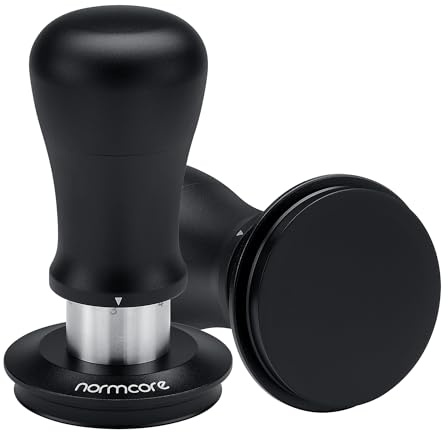 Normcore 53.3mm Espresso Tamper V5, Spring-loaded Coffee Tamper with Titanium Coating Flat Base, 6-Pressure Adjustment, Compatible with 54mm Breville Sage Portafilter, Black