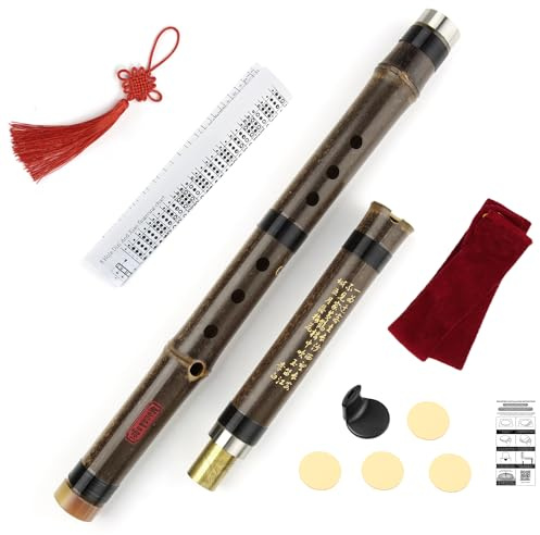 Left Hand Vertical Bamboo Flute Xiao Traditional Chinese Dong Xiao Musical Instrument Woodwind Music Instrument Xiao Flute (Key G)