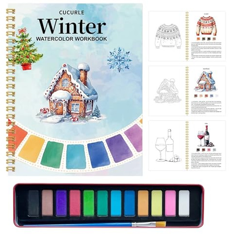 Cahier d'Aquarelle - Kit de Peinture 12 Couleurs,Livres De Coloriage Aquarelle Pour | pour débutants garçons filles journaux classe voyage exercices d'art fête