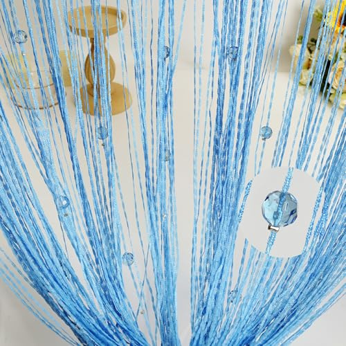 Hysenm 2 Pack Beaded Curtains for Doorways, 30 Crystal Beads String Curtain