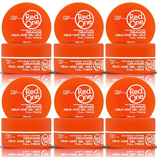 RedOne Aqua Wax Orange styling 150 ml | Kantkontroll | Ultrabeständig | Gelévax | Hårvax för män och kvinnor | Melondoft | Maximal kontroll | 6 st