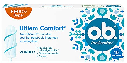 o.b.® ProComfort® Super Tampones para los días menstruales más severos, con tecnología Dynamic Fit™ y superficie SilkTouch® para máxima comodidad* y protección confiable, 16 unidades