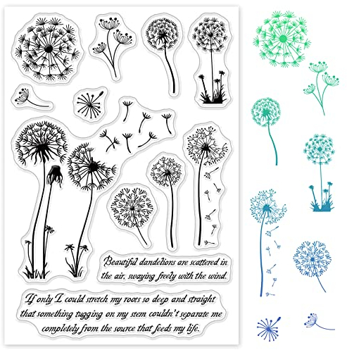 GLOBLELAND Löwenzahn Klare Stempel Wortstempel Silikon Stempelsiegel Transparentes Stempelsiegel für Kartenherstellung Dekoration und DIY Scrapbooking Album Dekor