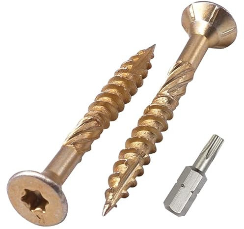 SKIR'CO Lot de 200 vis à bois universelles en acier zingué Tête fraisée Torx Type 17 Vis à panneaux d'aggloméré 4,5 x 40 mm Jaune