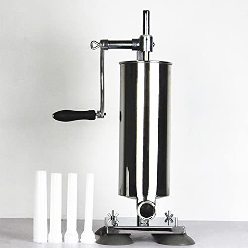 Kedia Poussoir à Saucisses 4L, Machine à Saucisse Verticale, Remplissage de Saucisse en Acier Inoxydable avec 4 Tubes de Diamettre Différent 43 * 16.5 * 16.5cm