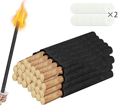 Yakimz Wachsfackeln Brennzeit 100 min|mit Handschutz/Extra Langem Griff Fackeln|Für Nachtwanderung Lagerfeuer Outdoor[100 Stück]