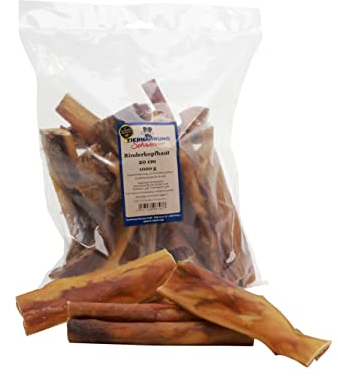 Tiernahrung Schwenner - Rinderkopfhaut für Hunde getrocknet – Dog Snacks – Hunde Zahnpflege – 1000g 20cm
