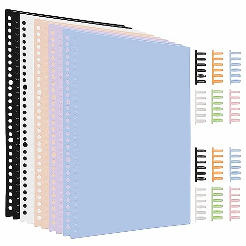 60 Stück Kunststoff Binder Ringe Bunte, 10 Stücke Ordner-Register A4 Farbig Notebook-Umschläge, Loseblatt Verbinder Bücher Ringe, Buntes Buch Binder für Fotoalbum, Scrapbook