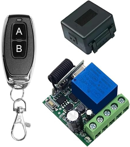 QIACHIP 433 Mhz RF Wireless Remote Control Relay Switch DC 12V 1 channel | Volt Free Contact,Receiver with Transmitter,garage door opener,Light,Access Control,4 Mode
