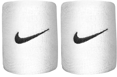 Nike Unisex Swoosh Wristbands, White/Black, One Size
