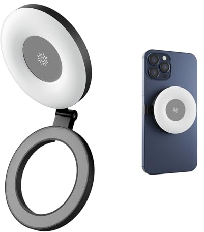 TELESIN° Wiederaufladbares Selfie-Ringlicht, einstellbares magnetisches LED-Selfie-Licht für iPhone und Android mit magnetischer Funktion