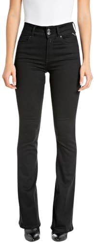 REPLAY Jean évasé Femme New Luz Flare, Noir (Black 098), 29W / 32L
