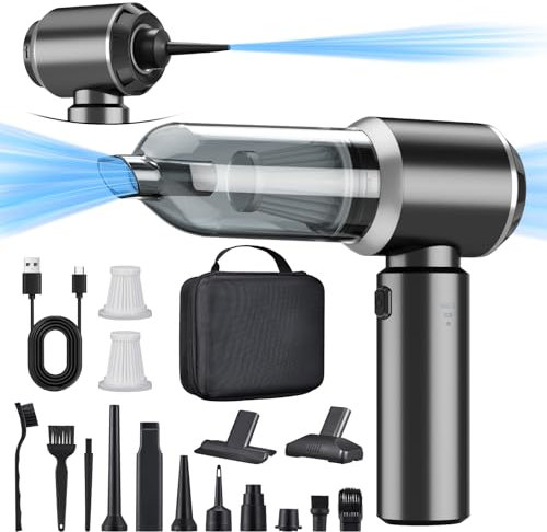 2-in-1 Handstaubsauger Akku,18000PA Handstaubsauger Kabellos,Auto Staubsauger Stark,3-Gang 200000 U/min Elektrische Staubgebläse Druckluftspray für Auto, Küche,PC, Sofa, Büro, Haus& Tierhaar Reinigung