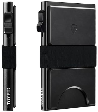 TOYFID Minimalistische Geldbörse für Herren, schlanker Kartenhalter aus Aluminium, Pop-up-Funktion, RFID-Schutz, für 12+ Kreditkarten, schneller Zugriff auf Karten