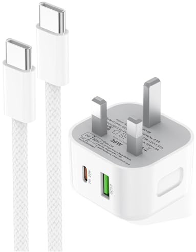 30W Fast Charger for iPhone 15, [MFi Certified] USB C Charger Plug with 2M Type-C Cabe,Dual Port PD Power Adapter,Compatible with iPhone 17 Pro/16/15 Pro/Pro Max/iPad,Samsung S25/S24/S23/S22,Pixel