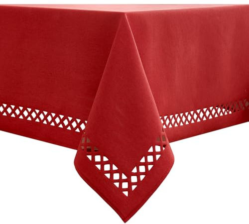 MIULEE Leinen Optik Tischdecke Red Tischdecken 100x140cm Abwaschbar Lotuseffekt Eckig Rechteckig Tischtuch Polyester Wasserabweisend Tischwäsche Abwischbare Tafeldecke für Party Küche