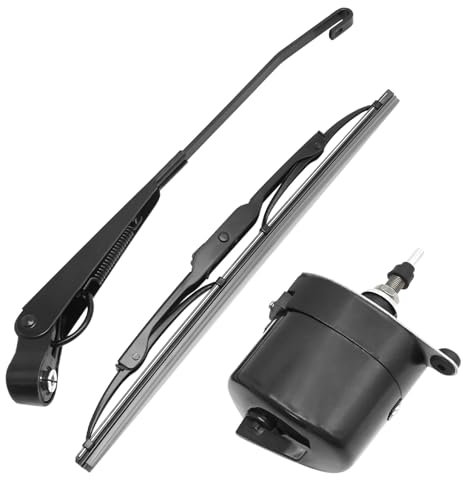 JUUDDENPARTS 01287358 12V Wiper Motor with Arm and Blade, Universal Windscreen Wiper Motor, Front or Rear Car Wiper Motor for Tractor Fishing Boat ATV UTV, Replaces 773100001