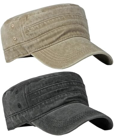 Chapeaux Militaires À Dessus Plat 2 Pièces, Forme Classique À Dessus Plat, Design De Style Militaire, À La Mode Et Polyvalent, Adaptés À Un Usage Extérieur Et Quotidien