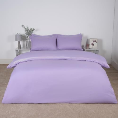 Brentfords Purple Single Duvet Set, Microfibre Bedding Duvet Covers Luxury Super Soft Comfy Bed Set with Pillowcase Single Quilt Cover - Lilac