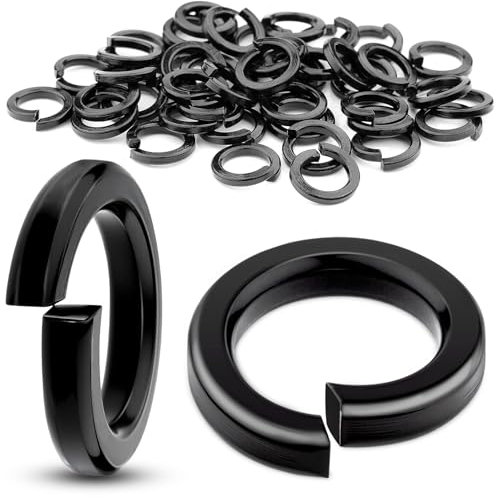 Lot de 60 rondelles à ressort M8 en acier inoxydable A2/V2A - Rondelles lisses - Rondelles de carrosserie - Rondelles à ressort hélicoïdales noires - Pour appareils ménagers et appareils mécaniques
