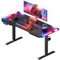 HLONONE Höhenverstellbarer Schreibtisch 140 x 60 cm，Gaming Tisch mit LED，Elektrischer Schreibtisch，Steh-Sitz Tisch mit Kohlefaseroberfläche, Elektrisch Computertisch mit 3-Funktions-Memory, Schwarz