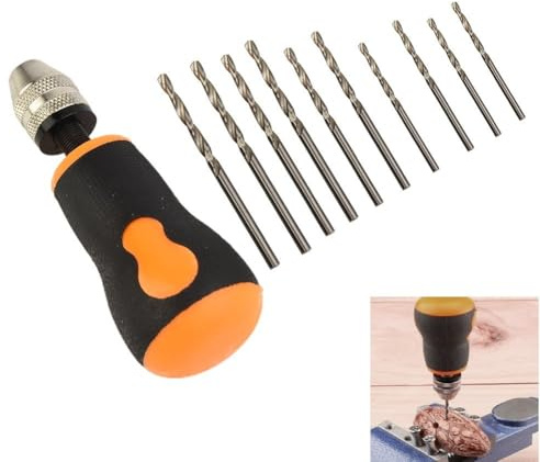 Mini trapano a mano con 10 punte di precisione per vari materiali tra cui legno e plastica