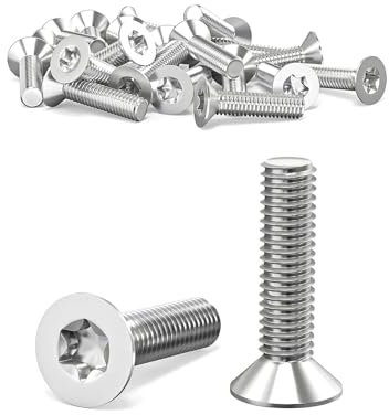 Wavanta 20Pcs M4 Bolts, M4 x 16mm Countersunk Torx Bolts Screws, Flat Head Trox Drive Machine Bolt, 304 Stainless Steel, Full Thread