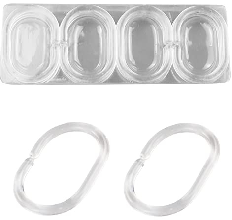 12 Unidades Anillas Cortina Ducha, Aros de Cortina de Ducha, anneau Rideau ovales, con Sistema Deslizante, Transparent, para Barras de Cortina de Ducha, Cuarto de baño, Dormitorio, vestidor
