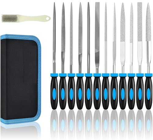 Juego de 13 limas de aguja, juego de limas de madera, juego de limas de metal, esteatita, herramientas de esteatita, lima de diamante de madera para madera, metal, esteatita, bricolaje, joyas