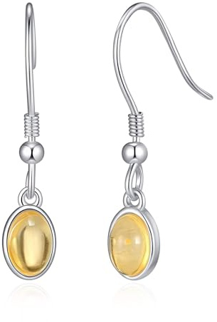 Philip Jones Sterling Silver Amber Oval Drop Earrings