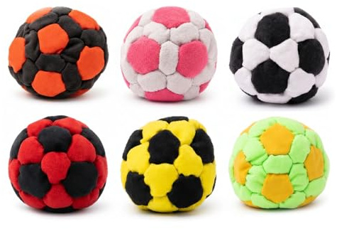 jiejack 6 stycken jongleringsbollar, fotbollsväska, professionell hacky säcksboll för trick, Ø 6 cm, flera färger, fotbollar, ungdomsbollar för praktiken av hacky säck eller jonglering