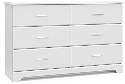 Storkcraft Brookside 6-Drawer Dresser (White) – GREENGUARD Gold Certified, White Dresser for Bedroom, Kids & Nursery Storage Chest, Safety Interlocking Drawers, Pre-Installed Tracks, Kids Chest
