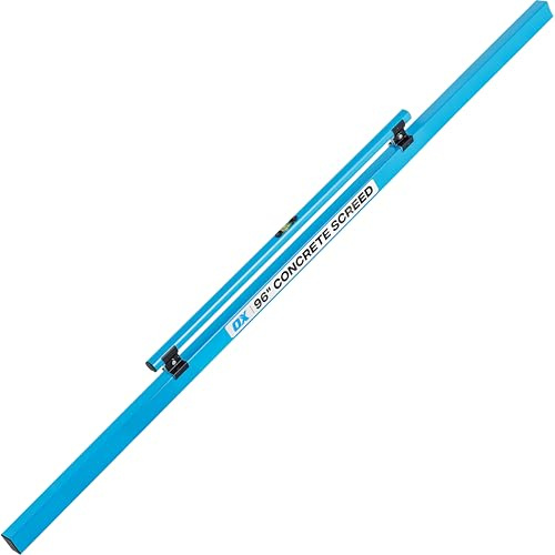 OX Tools Concrete Screed, Pro Series 96 Inch Screed with Level Vial, 8 Ft Concrete Darby, Aluminum Lightweight & Reversable Handle for Cutting and Smoothing Concrete, Powder Coated for Easy Cleanup