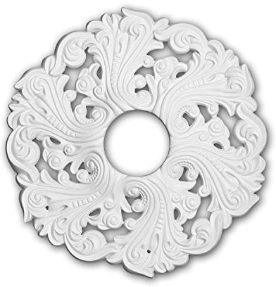 PRO[f]home® - Rosetón 156003 Elemento para techo Elemento decorativo estilo Rócoco Barroco blanco Ø 52 cm Profhome