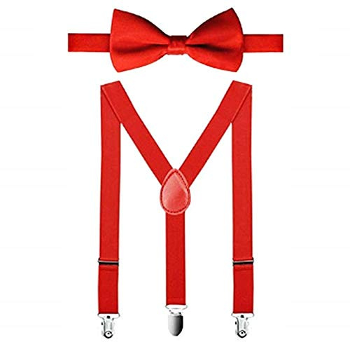 Tirantes niño - pajarita y - rojo - pajarita - traje - tirantes elásticos color sólido ajustable - idea de regalo original - papillon