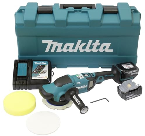 Makita DPO600TKX1 Eccentric Polisher, 1 Battery Plus Charger in Carry Case, Blue, 18 V/5.0 Ah