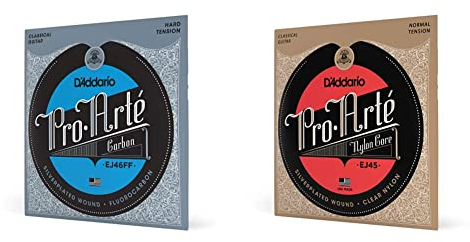 D'Addario EJ46FF Pro Arte Carbon Classical Saiten & Nylonsaiten Konzertgitarre | HÖCHSTE QUALITÄT DER BELIEBTESTEN SAITENMARKE WELTWEIT | EJ45 | Versilbertes Kupfer/Nylon | Normal Tension