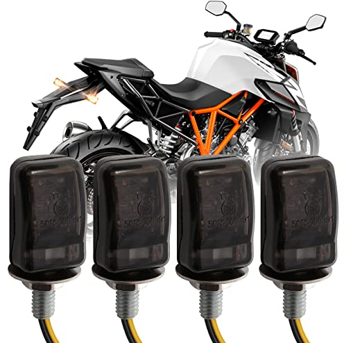 JMTBNO 4x Motorrad Blinker Lichter E-geprüft Motorrad Mini LED Blinker Wasserdicht Universal 12V Bernstein Lampe für Cruiser Chopper Cafe Racer Dirt Bike Off-Road Enduro Roller