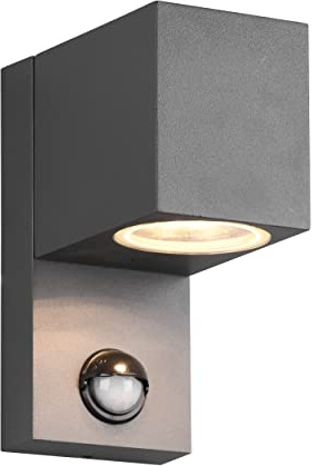 Trio Leuchten Außen Wandleuchte Roya 214269142, Aluminium Druckguss Anthrazit, exkl. 1x GU10, Bewegungssensor
