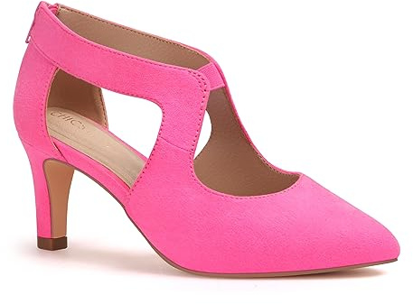 ChicSteps Damen-Pumps, bequeme geschlossene Zehenpartie, 7,6 cm, Kätzchen-Absätze, niedrige Absätze für Arbeit, Büro, Hochzeit und elegante Anlässe, elegante Schuhe für Damen, Pink, 39 EU