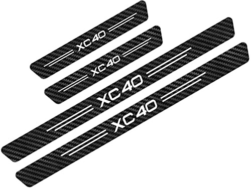 Symilov 4 Piezas Pegatinas de Protector de Umbral de Puerta de Fibra de Carbon de Coche para Vo-lvo XC40 XC60 XC70 XC90 S60 S80 S90, Accesorios de Decoración para Estribos de Coche, XC40