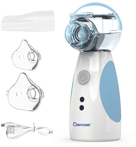 Berrcom Inhalador Nebulizador para Adultos y Niños Inhalador Portátil con Diseño Portátil, Fácil de Usar - Nebulización Portátil, Ligera, Ultra Silenciosa y de Alta Eficacia
