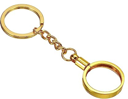PATIKIL AA Monedero Soporte Llavero, 25mm Redondo Medallón Soporte con Metal Llavero Anillo para Monedas AA Medallón, Dorado