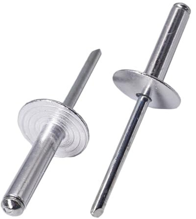 SKIR'CO (40 pcs) Large Flange Aluminium Blind Rivets 4.8 x 18 mm, Steel Mandrel, Aluminum Blind Rivets