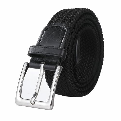 Bella Accessori Cintura Elastica Intrecciata per Uomo e Donna Cintura in tessuto Cinturino Elastica Intrecciata con Fibbia in Lega di Zinco Causal Unisex Nero 105cm fino 150cm